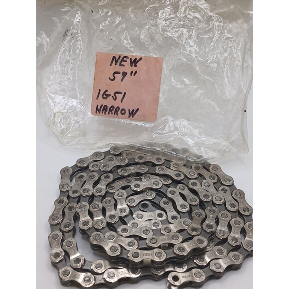 NOS Vintage Shimano Narrow IG-51 Bike Chain IG51 Silver 59" Long 118 Links - Picture 1 of 16
